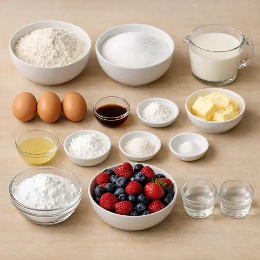 Ingredients for Vanilla Berry Dream Cake