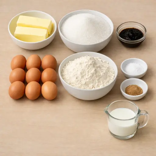 Ingredients for Vanilla Bliss Pound Cake