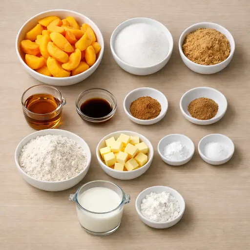 Ingredients for Vanilla Bourbon Peach Cobbler
