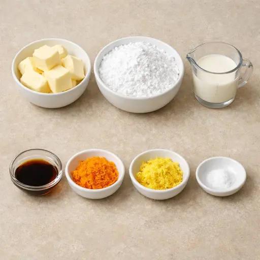 Ingredients for Vanilla Citrus Buttercream Frosting