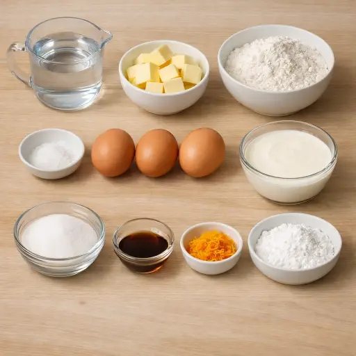 Ingredients for Vanilla Citrus Cream Puffs
