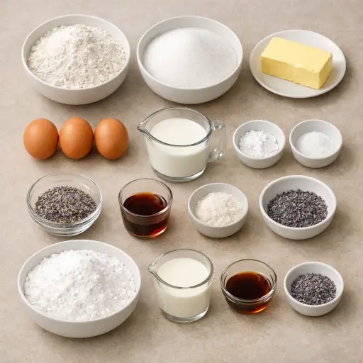 Ingredients for Vanilla Lavender Celebration Cake