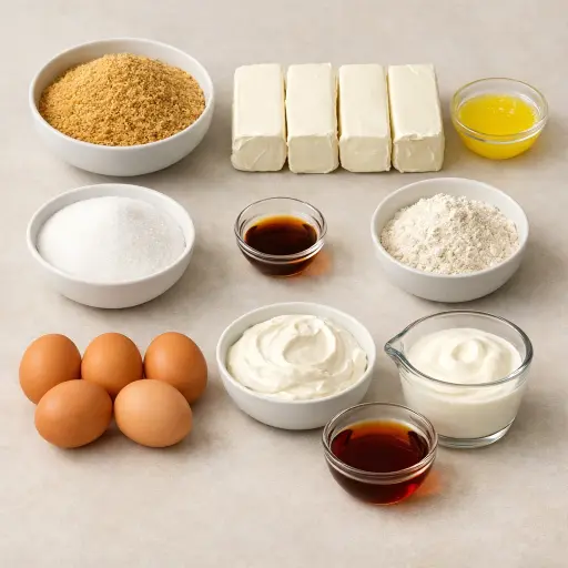 Ingredients for Vanilla Maple Swirl Cheesecake