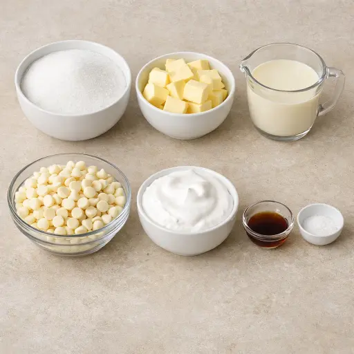 Ingredients for Vanilla Marshmallow Fudge