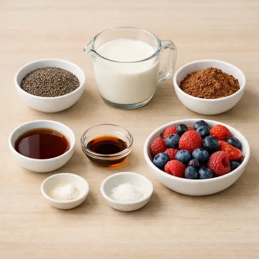 Ingredients for Vegan Chocolate Chia Pudding