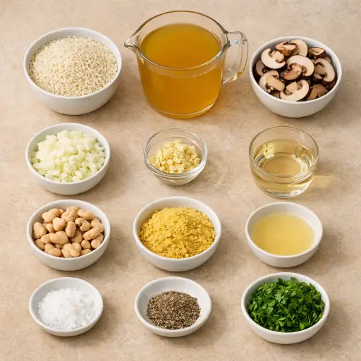 Ingredients for Vegan Creamy Mushroom Risotto