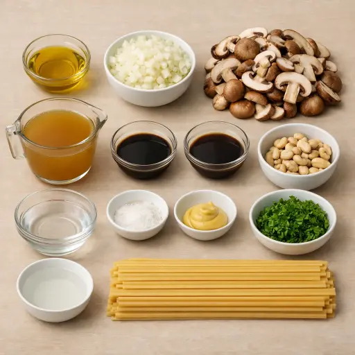 Ingredients for Vegan Mushroom Stroganoff
