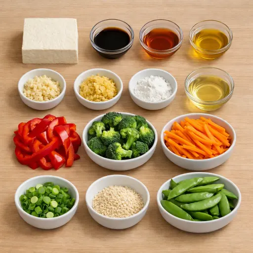Ingredients for Vegan Stir-Fried Tofu and Vegetables