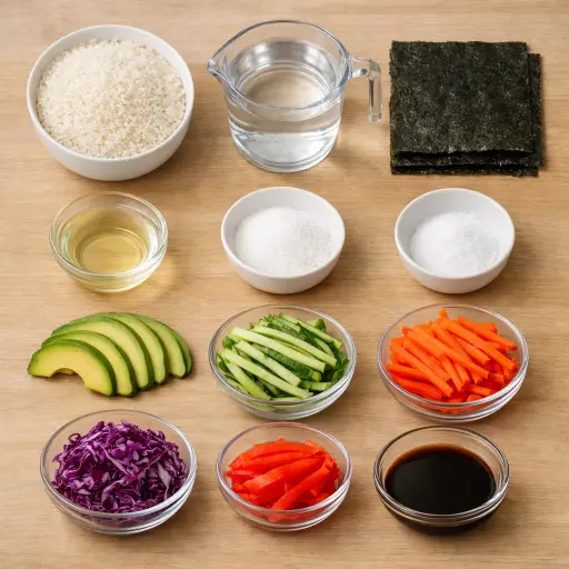Ingredients for Vegan Sushi Rolls