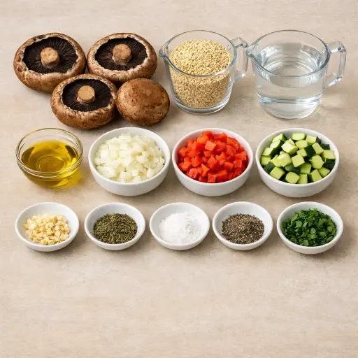 Ingredients for Vegetable and Quinoa Stuffed Portobellos
