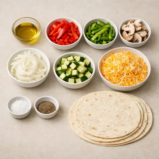 Ingredients for Vegetable Quesadillas