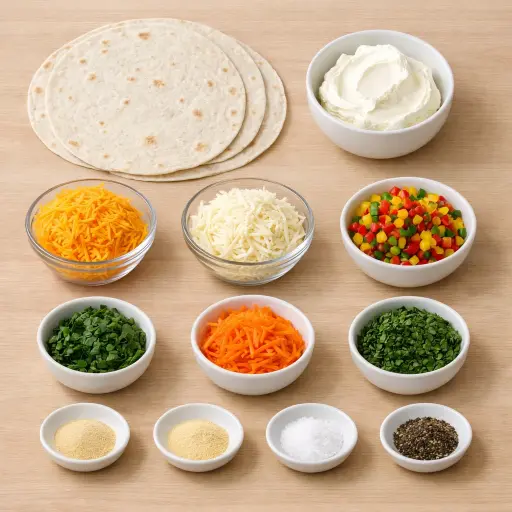 Ingredients for Veggie and Cheese Pinwheels