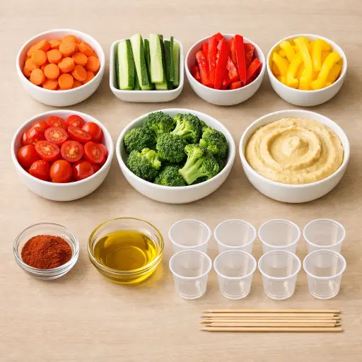 Ingredients for Veggie and Hummus Cups