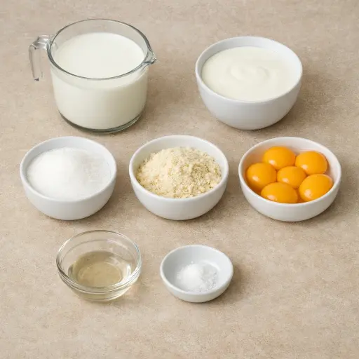 Ingredients for Velvet Almond Custard