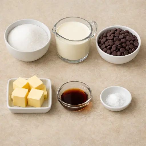 Ingredients for Velvet Midnight Hot Fudge Sauce