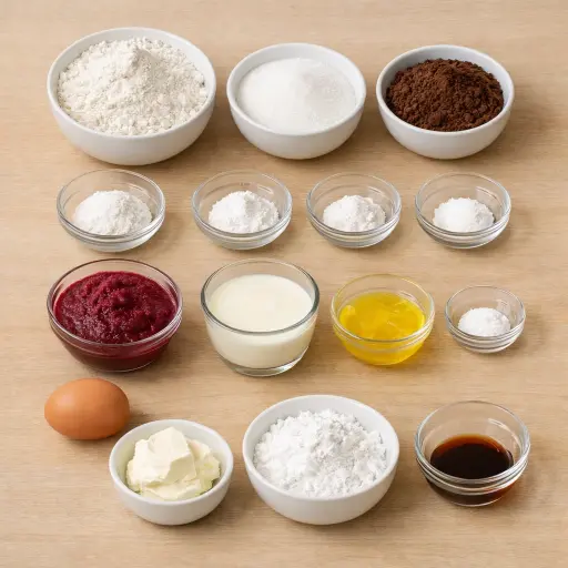 Ingredients for Velvety Beetroot Cupcakes