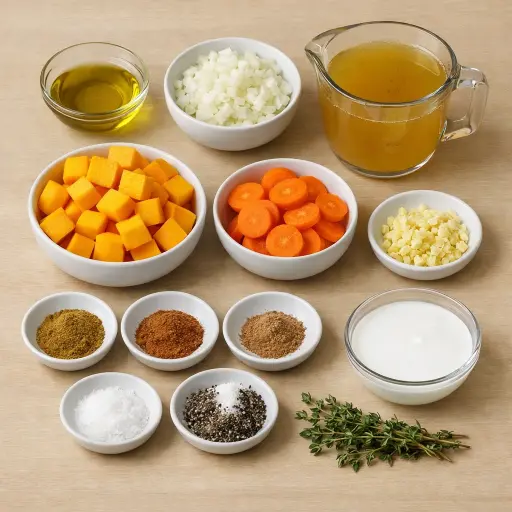 Ingredients for Velvety Butternut Squash Soup