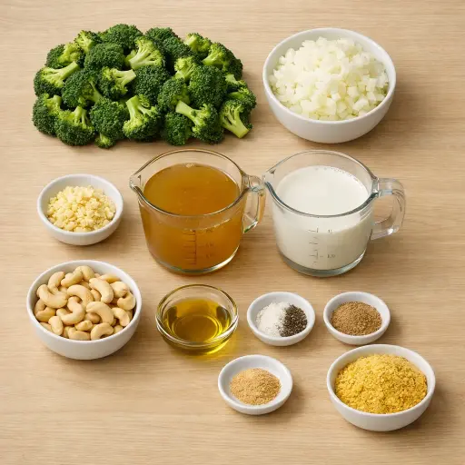 Ingredients for Velvety Cashew Broccoli Soup