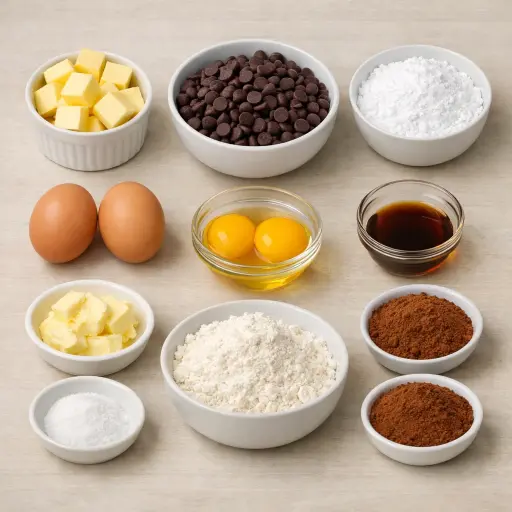 Ingredients for Velvety Chocolate Lava Cakes