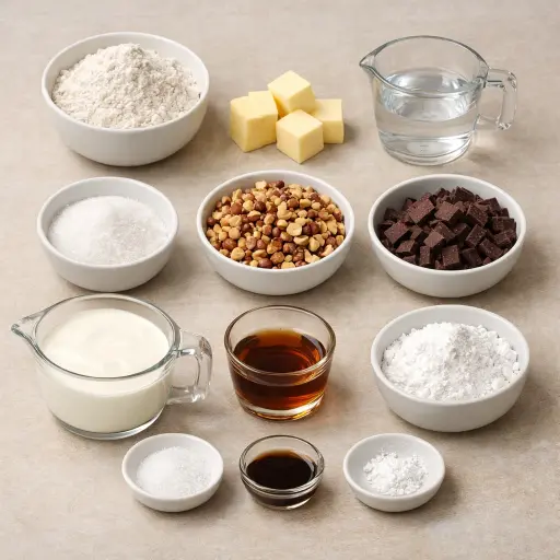 Ingredients for Velvety Hazelnut Chocolate Pie