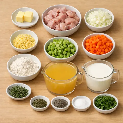 Ingredients for Velvety Herb-Infused Cream of Chicken Soup