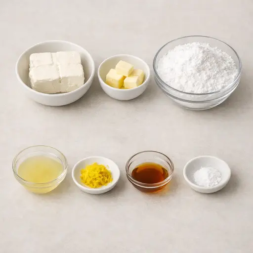 Ingredients for Velvety Lemon Cream Cheese Frosting