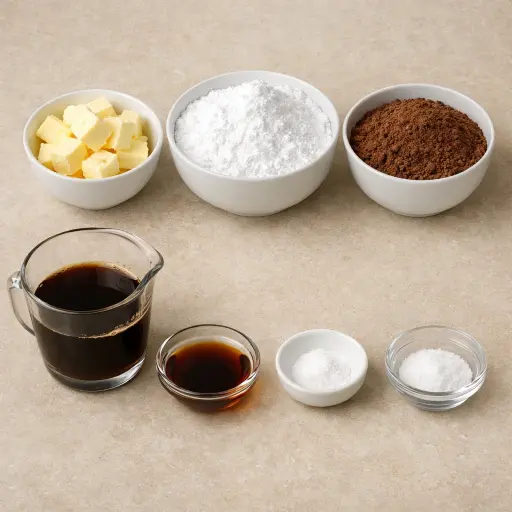 Ingredients for Velvety Mocha Chocolate Frosting