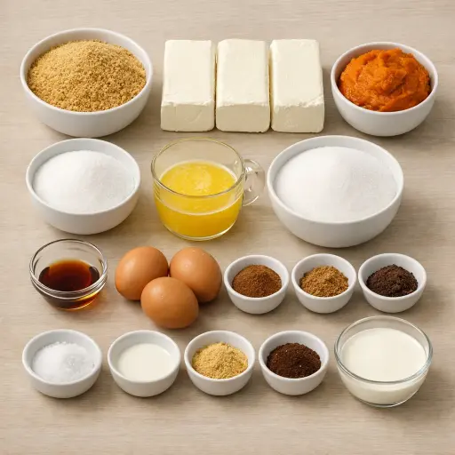 Ingredients for Velvety Pumpkin Spice Cheesecake
