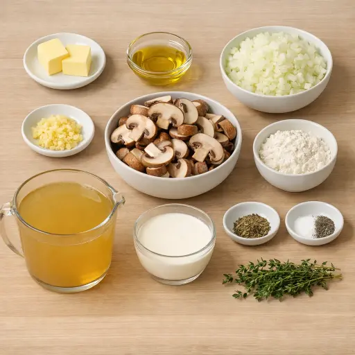 Ingredients for Velvety Thyme Mushroom Soup