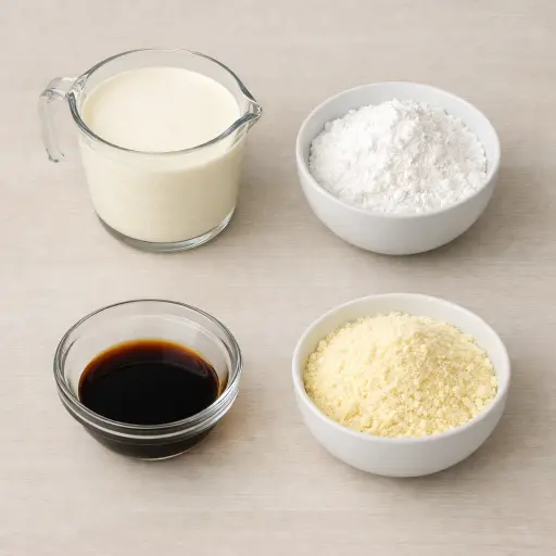 Ingredients for Velvety Vanilla Whipped Cream Frosting
