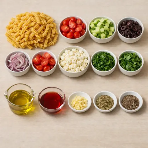 Ingredients for Vibrant Mediterranean Pasta Salad