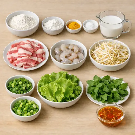 Ingredients for Vietnamese Bánh Xèo