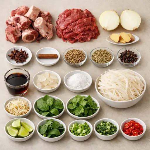 Ingredients for Vietnamese Pho with Beef