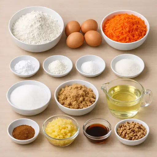 Ingredients for Vintage Carrot and Pineapple Cake