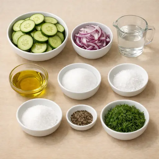 Ingredients for Vintage Cucumber Salad