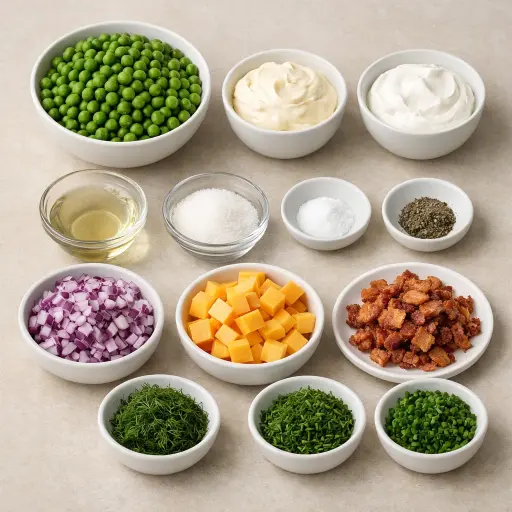 Ingredients for Vintage Green Pea Salad