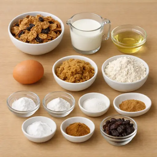 Ingredients for Vintage Raisin Bran Muffins