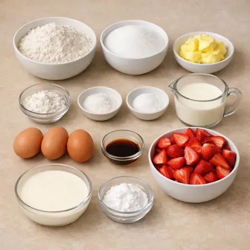 Ingredients for Vintage Strawberry Layer Cake