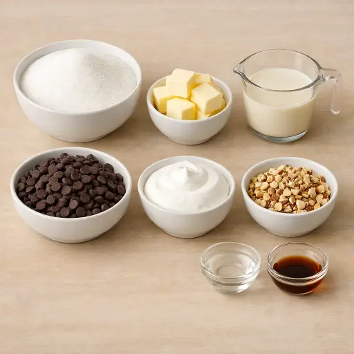 Ingredients for Whimsical Chocolate Almond Fudge