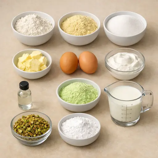 Ingredients for Whimsical Pistachio Pudding Cake