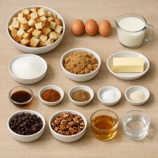 Ingredients for Whiskey Caramel Bread Pudding