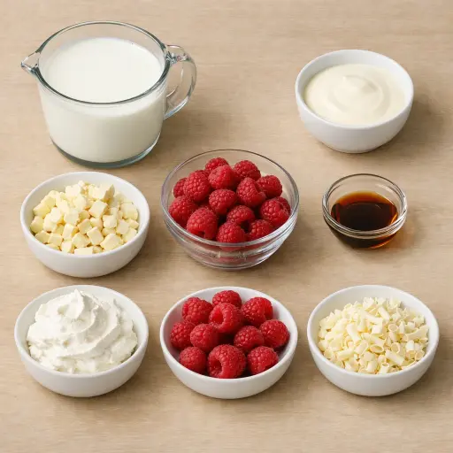 Ingredients for White Chocolate Raspberry Hot Chocolate