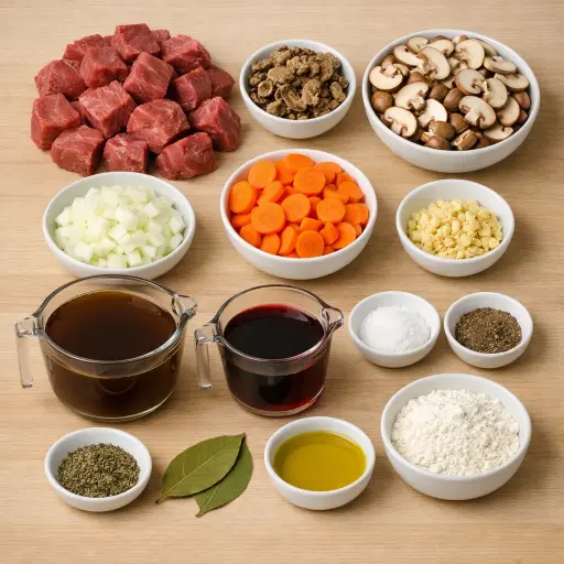 Ingredients for Wild Mushroom Beef Stew