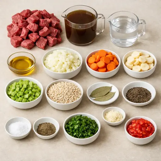 Ingredients for Winter Beef and Barley Stew