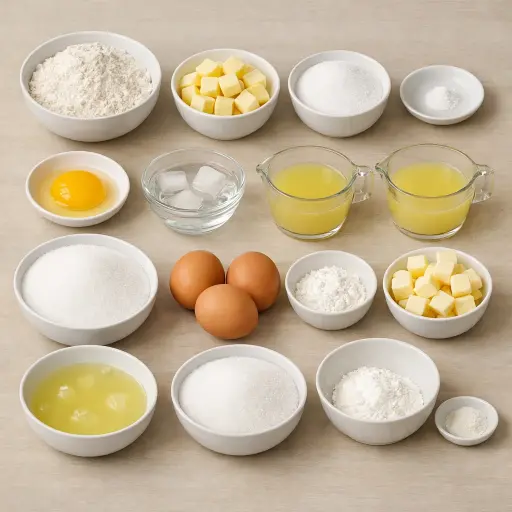 Ingredients for Yuzu Lemon Meringue Tart