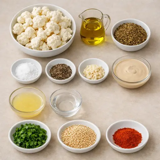 Ingredients for Za'atar Roasted Cauliflower with Lemon Tahini Drizzle
