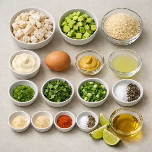 Ingredients for Zesty Avocado Crab Cakes