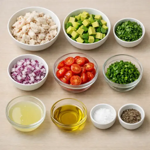 Ingredients for Zesty Avocado Crab Salad