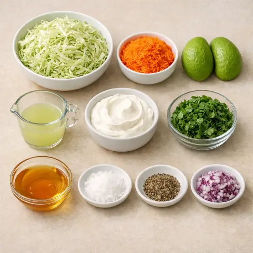 Ingredients for Zesty Avocado Cream Slaw