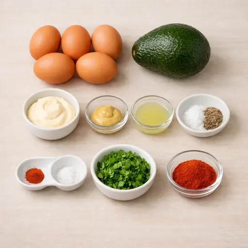Ingredients for Zesty Avocado Deviled Eggs
